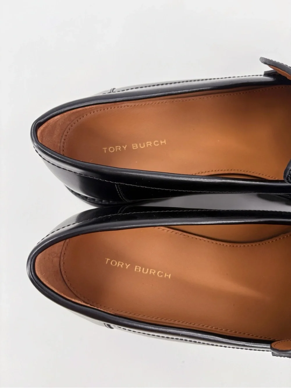 TORY BURCH Mini Everly Chunky Loafer Black Patent Leather Lug Sole 8.5